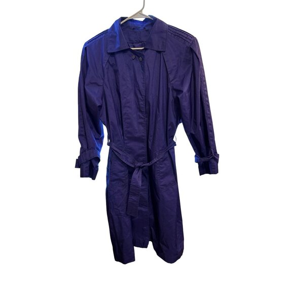 Vintage J.Gallery Womens Purple Trench Coat 9/10 Lightweight Poly Blend - Picture 3 of 5